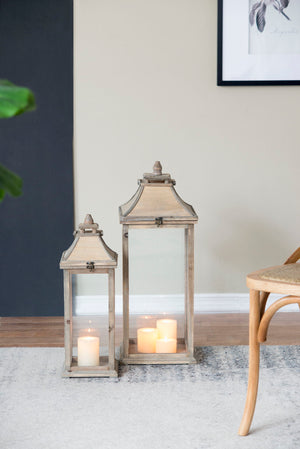Candle Lantern Decorative, Hurricane Lantern Holder Decor For Indoor Outdoor, Home Garden Wedding - Ivory