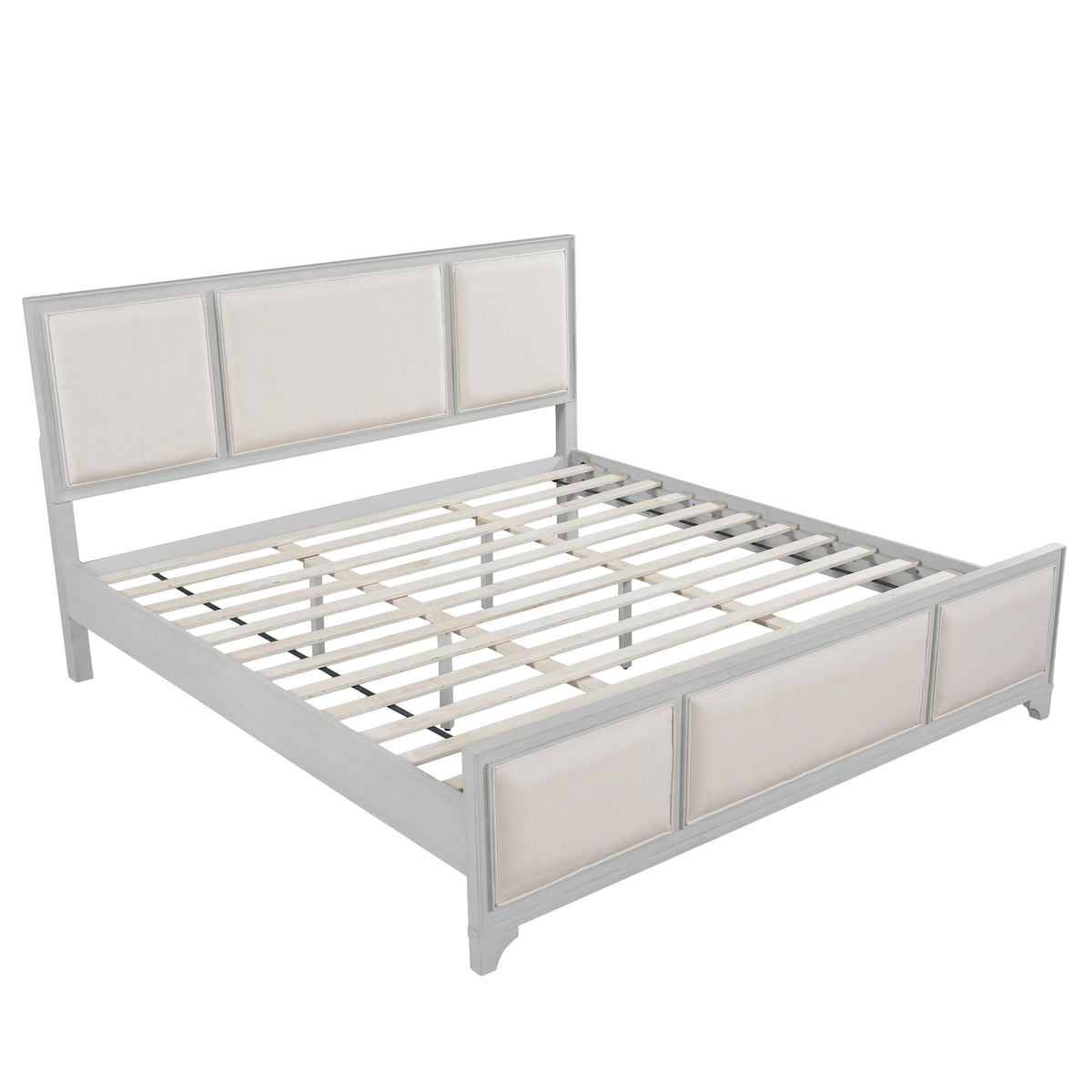 King Size Bed Frame with Upholstered Headboard