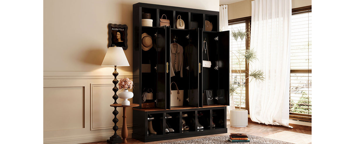 U-Can Farmhouse Entryway Storage Cabinet Coat Closet