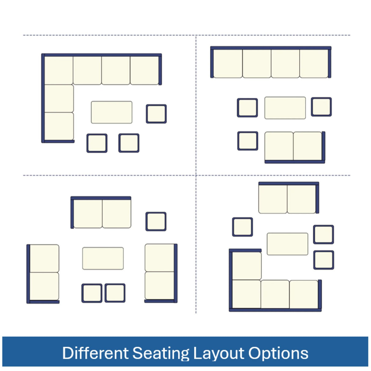 7 Piece Outdoor Dining Set With Cushions, Modular Sectional Sofa And Table