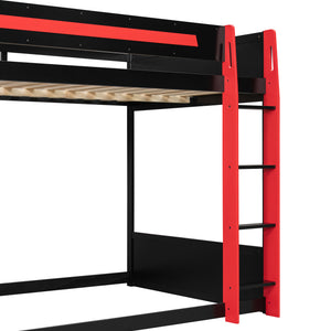 Full-Size Gaming Bunk Bed with Side-Mounted Oversized RGB Desk