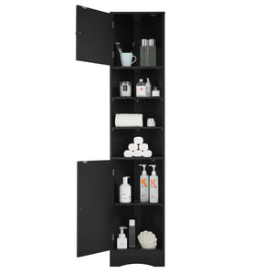 Multi-Functional Corner Cabinet Tall Bathroom Storage Cabinet with Two Doors and Adjustable Shelves, Open Shelf