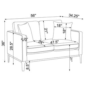 Saba - Cushion Back Loveseat With Pillow Top Arms - Light Gray