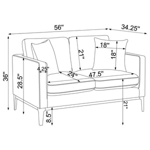 Saba - Cushion Back Loveseat With Pillow Top Arms - Light Gray