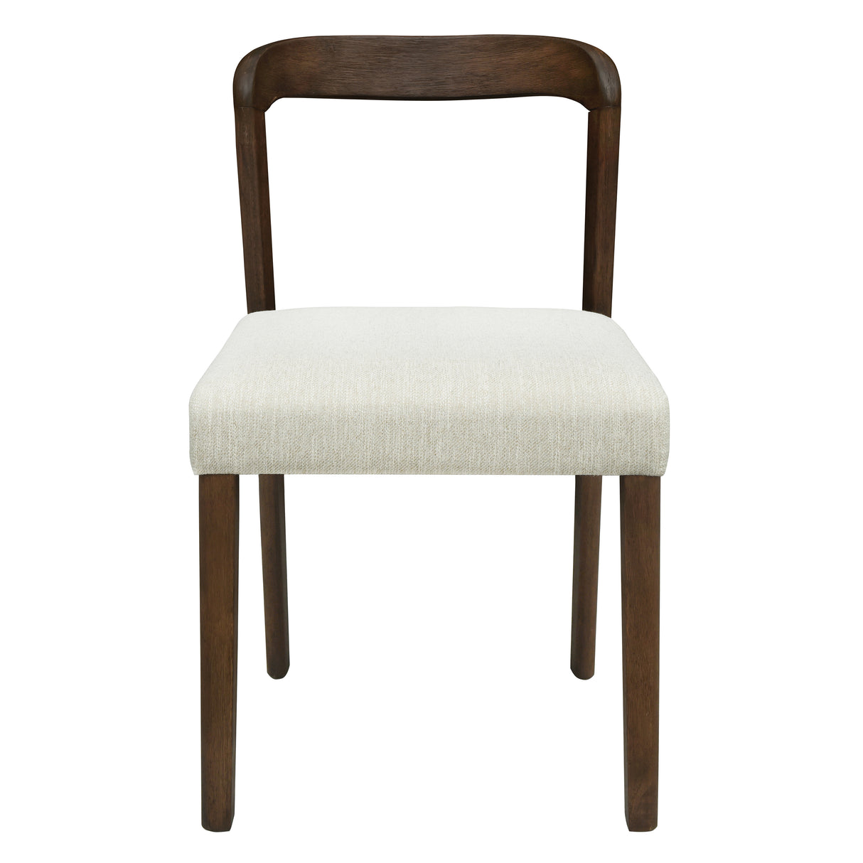 Solid Rubber Wood Dining Chairs (Walnut + Beige) Set of 2
