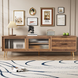 TV Stand, Media Console With 2 Doors, 2 Drawers & Storage Cabinet - Walnut