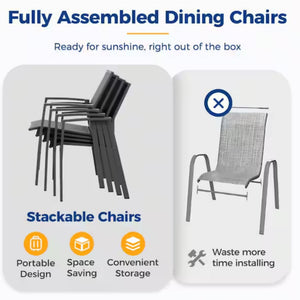 Patio Stackable Dining Chairs (Set of 4)