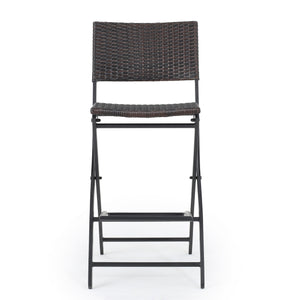 Outdoor Wicker Barstools Faux Rattan Patio Bar Stools - Set of 2