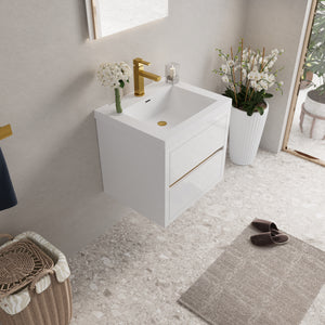 24" Wall-Mounted Bathroom Vanity with Sink and Storage Cabinet