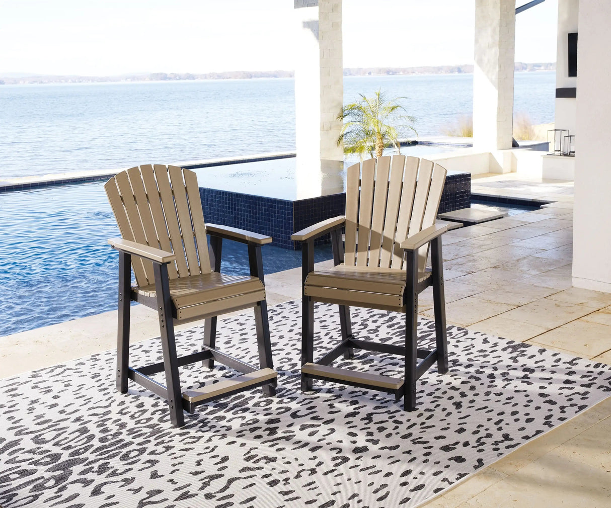 Fairen Trail - Barstool (Set of 2) - Black / Driftwood - Best Buy Furniture