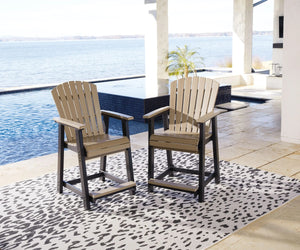 Fairen Trail - Barstool (Set of 2) - Black / Driftwood - Best Buy Furniture