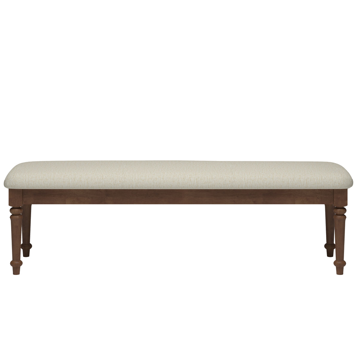 Farmhouse Upholstered Bed Bench, 59.8-Inch, Beige Linen with Rubberwood Legs