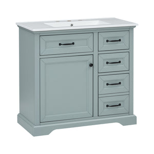 36" Bathroom Vanity with Ceramic Sink and Storage