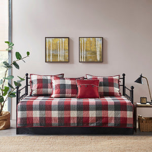 6 Piece Reversible Plaid Daybed Cover Set