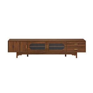 Modern TV Stand With Fluted Glass Doors & 2 Drawers