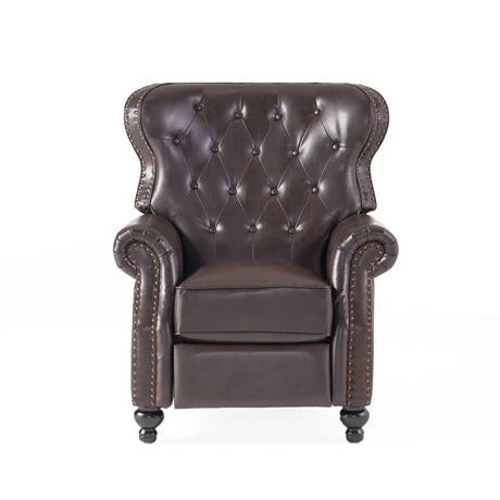 Contemporary Style Push Back Recliner With Button Tufted Stitching And Nailhead Trim - Best Buy Furniture