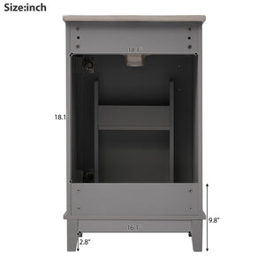 Modern Small Bathroom Vanity Cabinet With Ceramic Basin, Ample Storage, 1 Soft Close Door