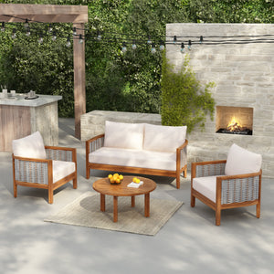 Outdoor Unique Tub Design 4-Seat Sofa Set with Woven Rope