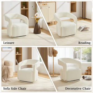 Chenille Fabric Swivel Accent Armchair