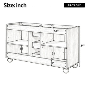 58.3" Bathroom Vanity Cabinet With 3 Drawers & 4 Doors