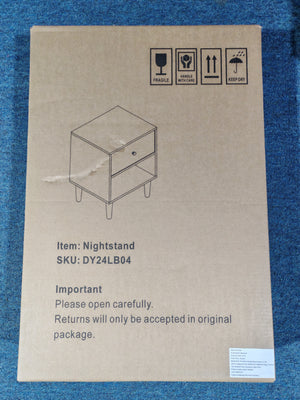 23.22"H Wooden Nightstand with One Drawer and Shelf