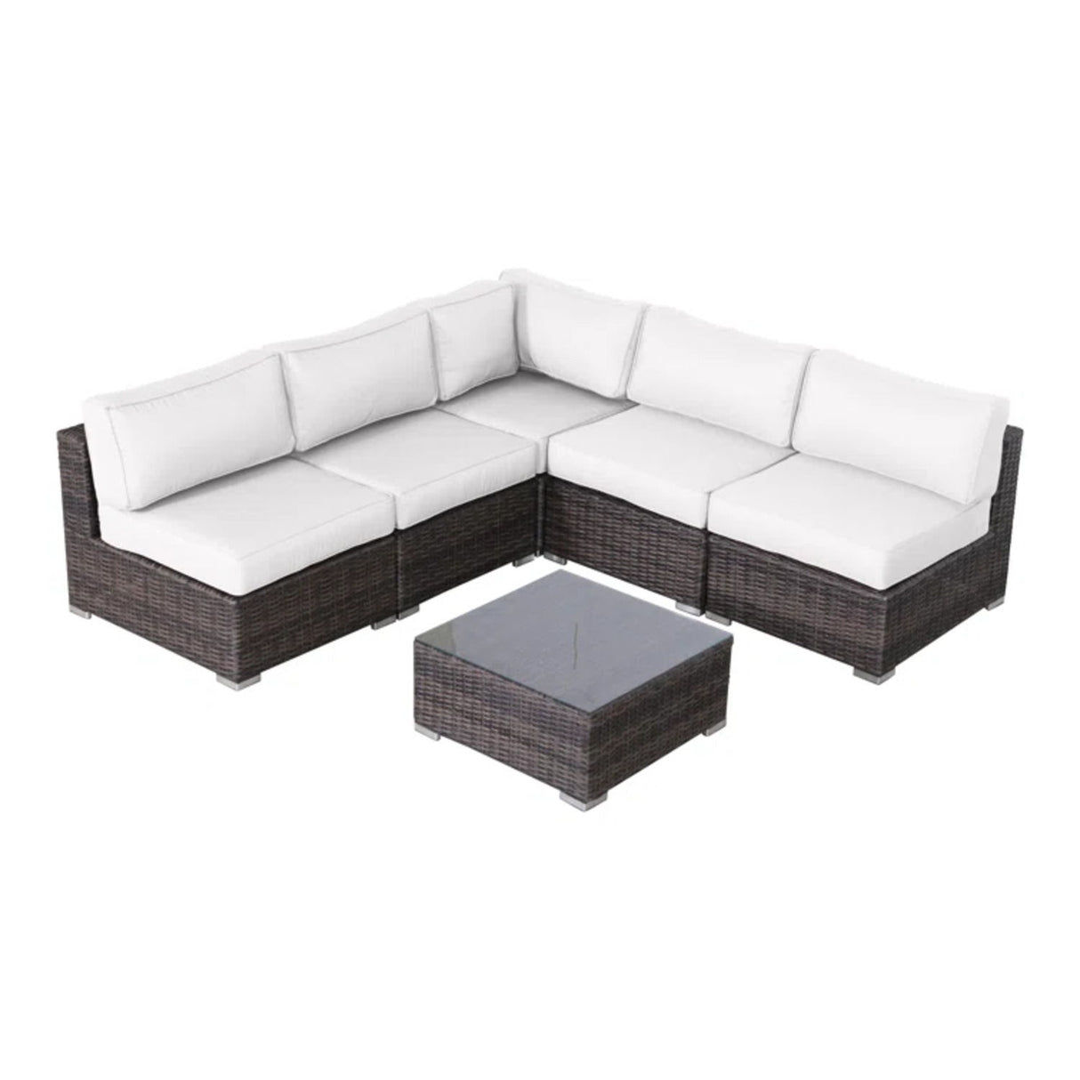 Seating Set With Cushions Handcrafted Wicker Design