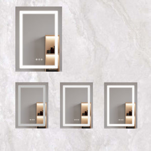 Bathroom Medicine Cabinet With LED Mirror, Anti-Fog, Waterproof, 3000K~6000K Single Door Lighted Bathroom Cabinet With Touch Swich