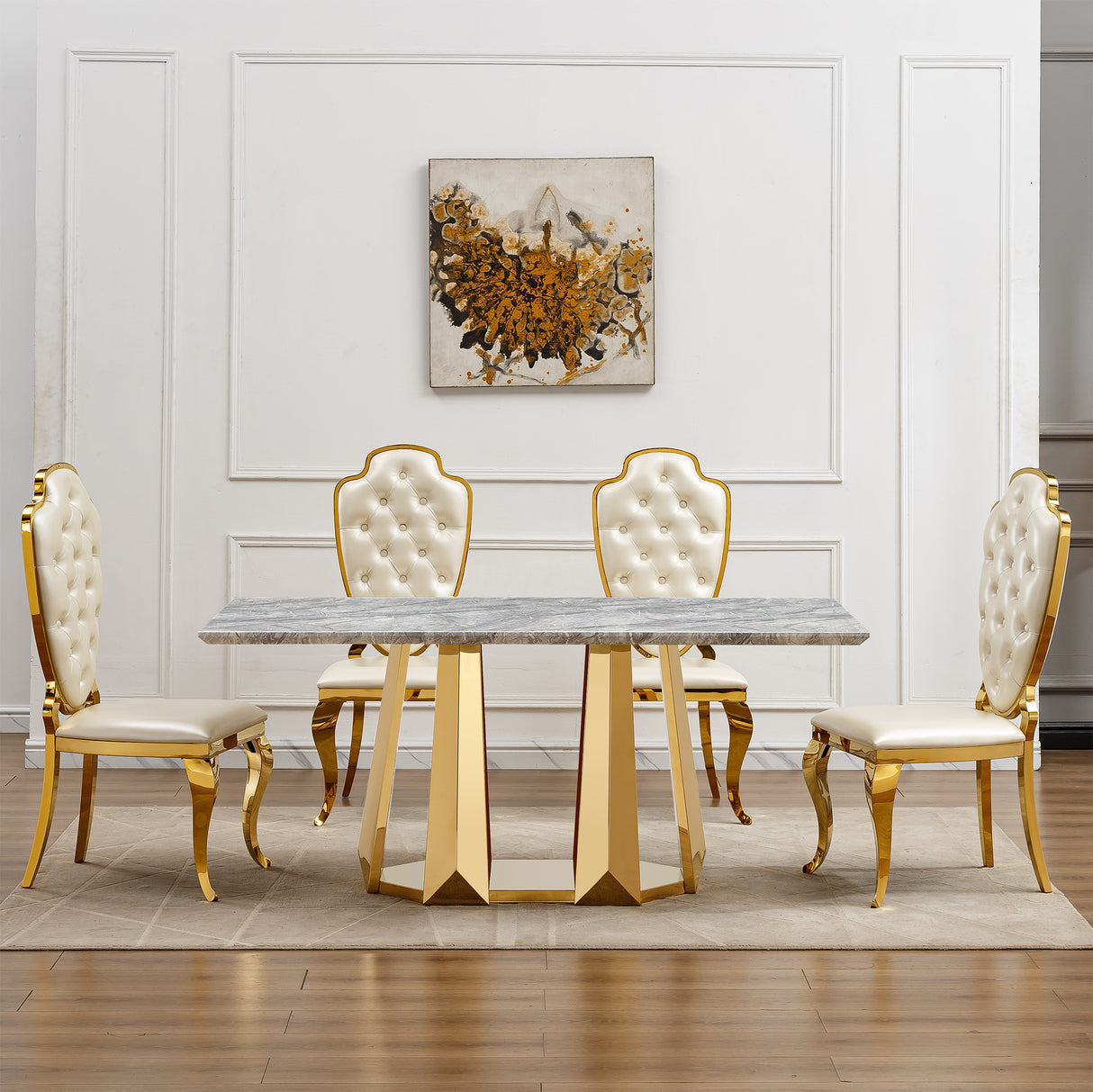 Marble Dining Table for 6 People