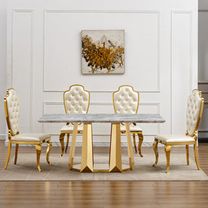 Marble Dining Table for 6 People