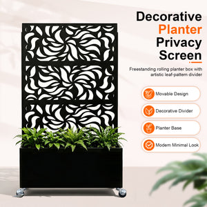 70.87" H × 46.06" W Leaf Pattern Privacy Screen with Planter Box