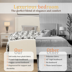 Platform Bed Frame With Tall Headboard And High Footboard
