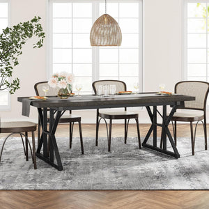 Rectangular Dining Table With X Trestle Metal Legs
