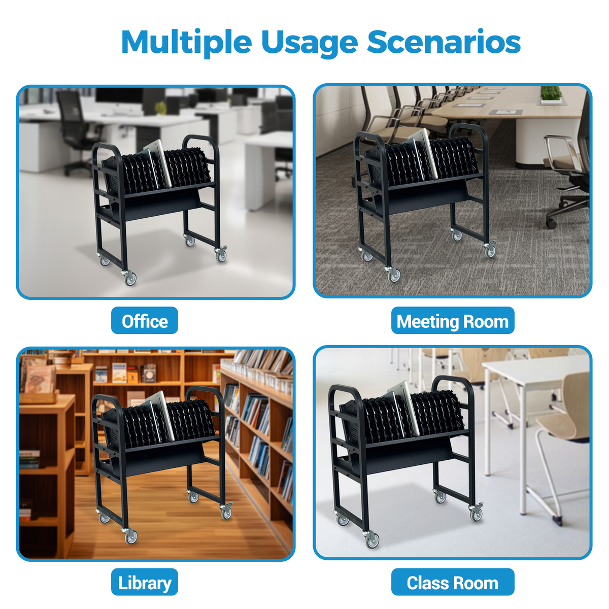 16-Device Mobile Open School Charging Cart Station