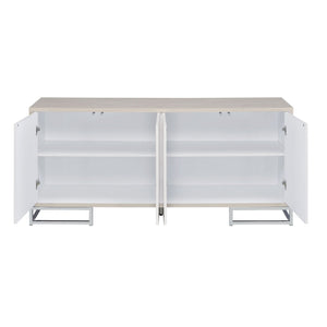 Panos - Console Cabinet - White Marcle / Chrome - Best Buy Furniture