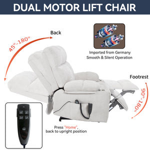 Beige Dual Motor Infinite Position Power Lift Recliner Chair