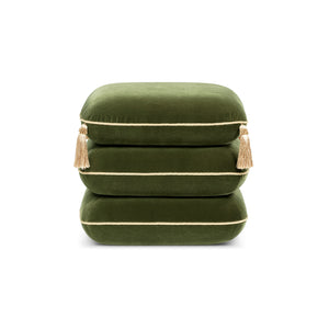 Monarch 19.5" Tassled Ottoman, Olive