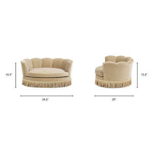 Clara 34.5" Scalloped Pet Sofa Bed, Medium, Fawn