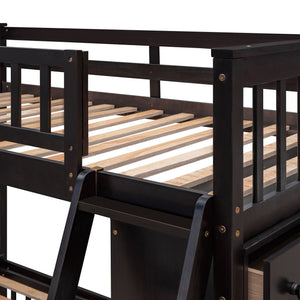 Bunk Bed With 6 Drawers And Flexible Shelves, Bottom Bed With Wheels
