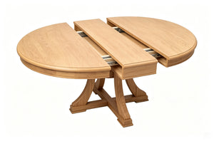 5-Piece Round Extendable Solid Wood Dining Table Set