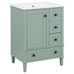 Bathroom Vanity With Integrated Basin, Soft Close Drawers, Door Mounted Double Layer Shelf