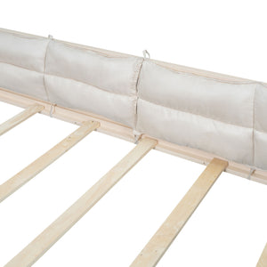 Upholstered Platform Bed With Guardrail And Pillow