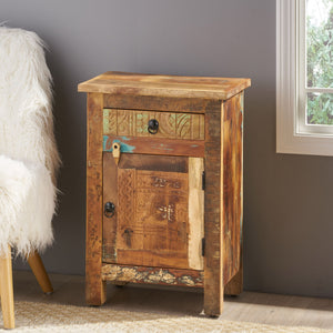 Carved Side Table - Natural