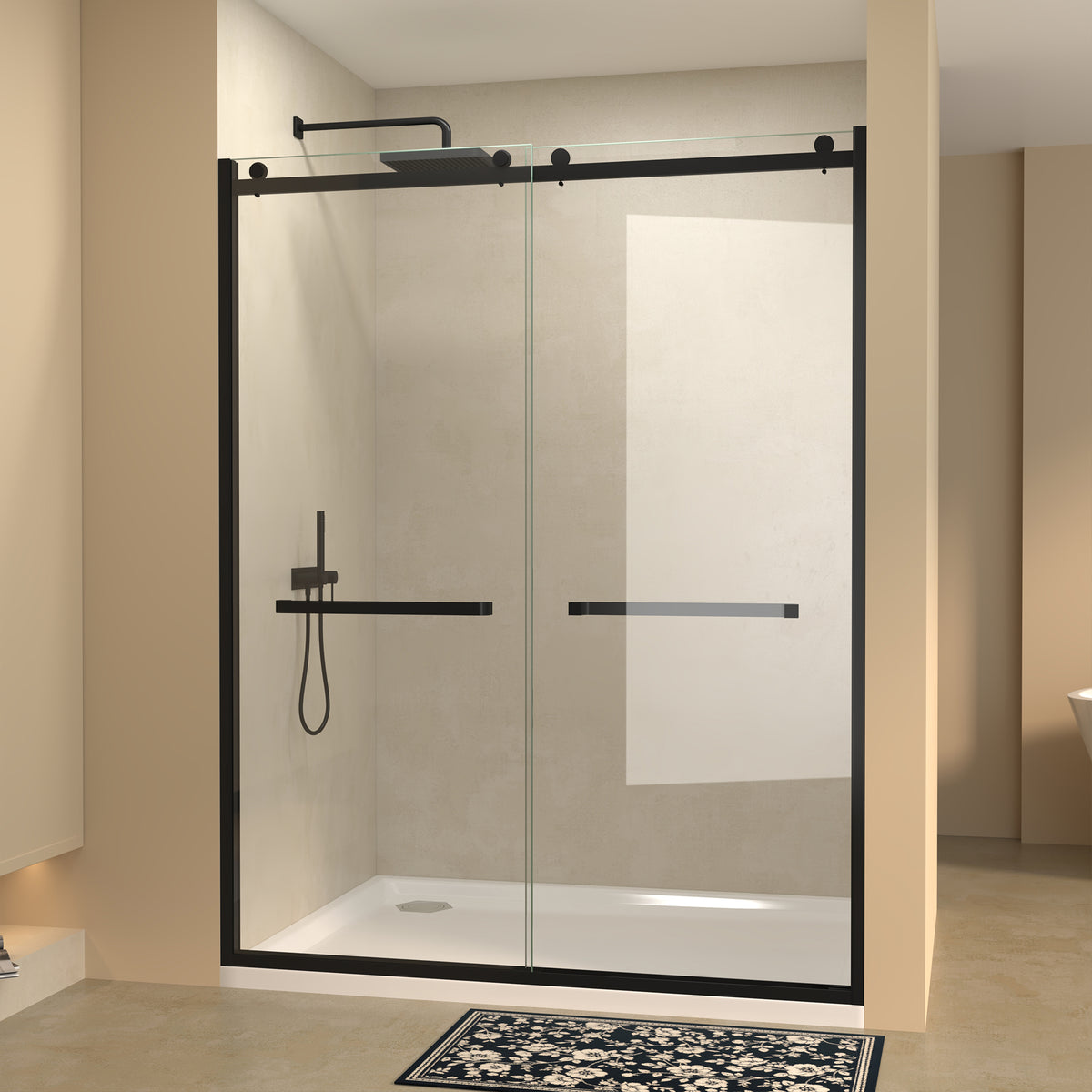 Semi-Frameless Double Sliding Glass Shower Doors