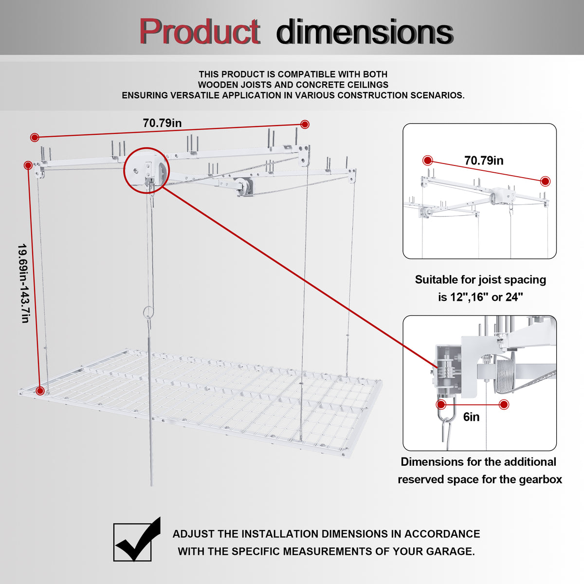 Overhead Garage Storage Rack - 4x8 FT