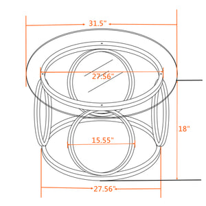31.5" Modern Round Glass Top Coffee Table