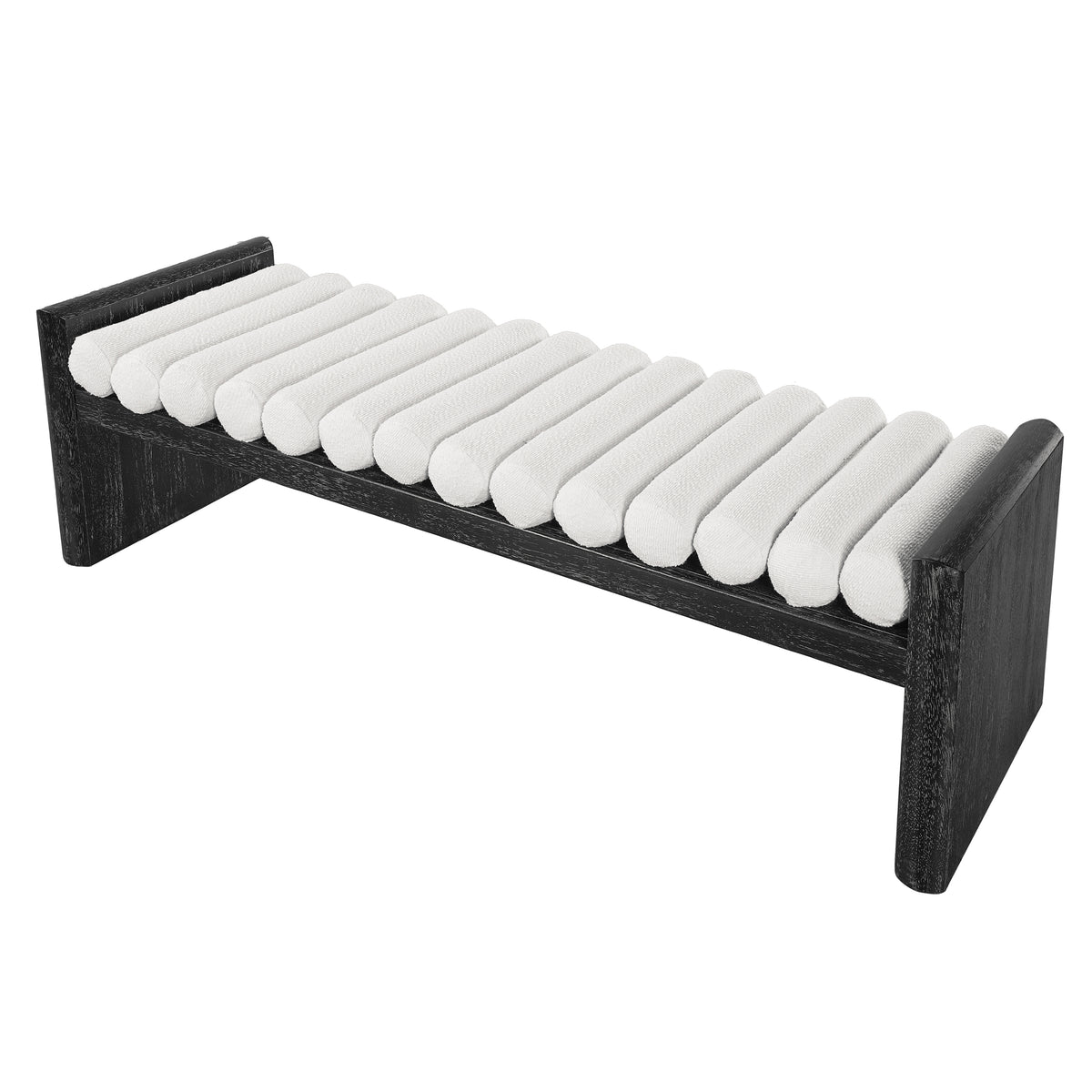 62.8" Modern Chenille Upholstered Bench