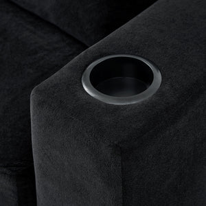 Modern Style Armchair Chaise Lounge Sofa Couch With Movable Storage Ottoman, USB Ports, Cup Holders, Phone Holder, Side Pockets