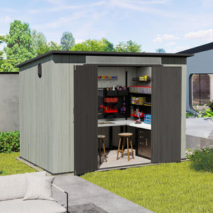 6x9FT Outdoor Resin Storage Shed with Transparent Windows & Louvered Vents