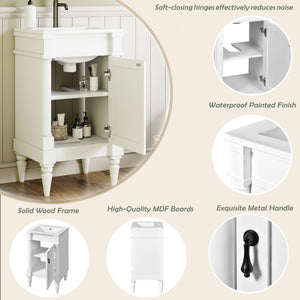 Bathroom Vanity With Sink, Storage Cabinet With Door, Drop In Sink, Compact Freestanding Design