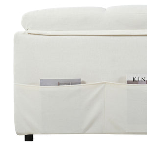 Convertible Pull Out Sofa Bed Queen Size, 3 In 1 With Side Storage